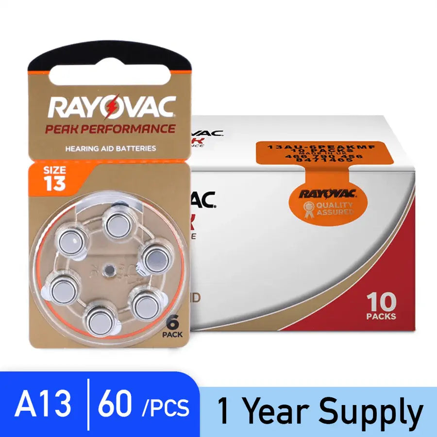 A13 zinc-air batteries for wearable audio amplifiers (box of 60)
