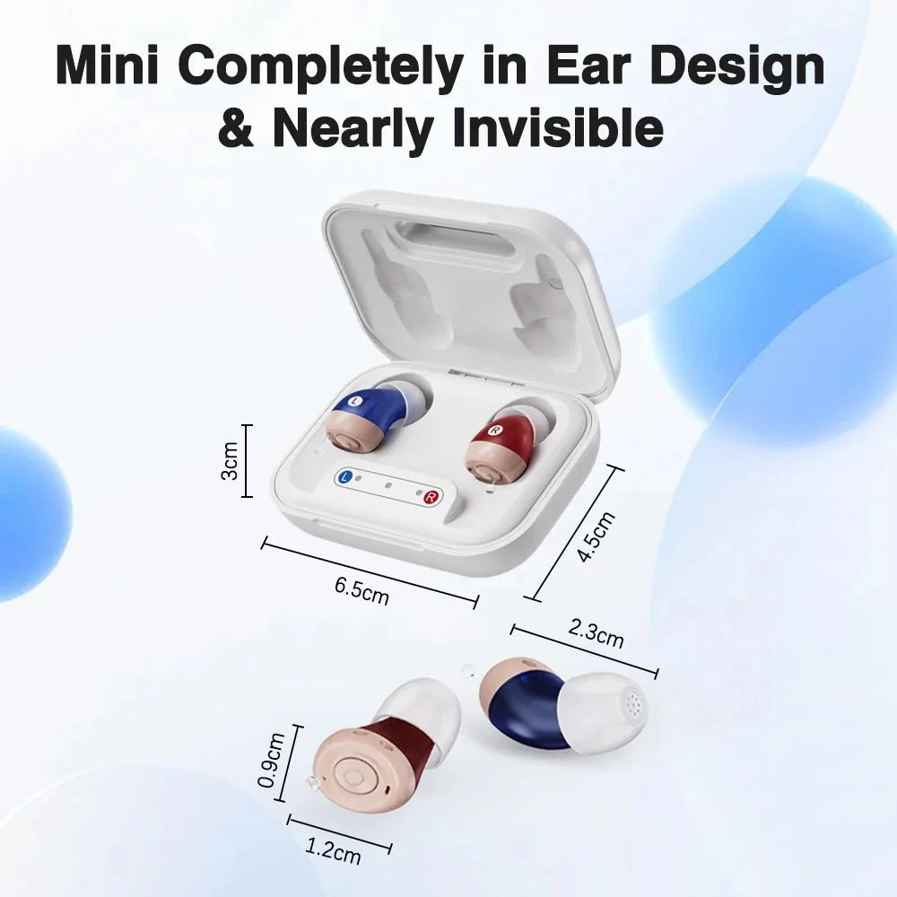 SH NanoClarity — mini rechargeable wearable audio amplifier, 16-channel noise reduction, charging case