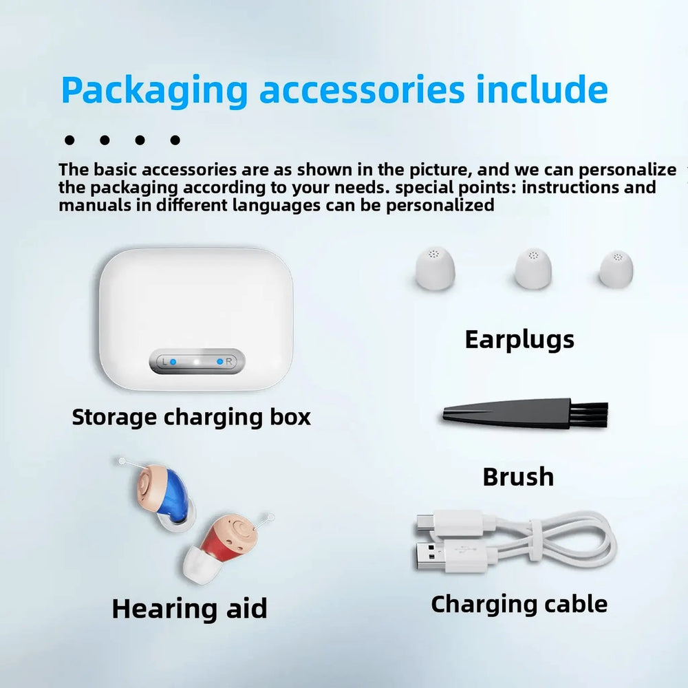 SH NanoClarity — mini invisible rechargeable wearable audio amplifier, 16-channel digital noise reduction (pair)